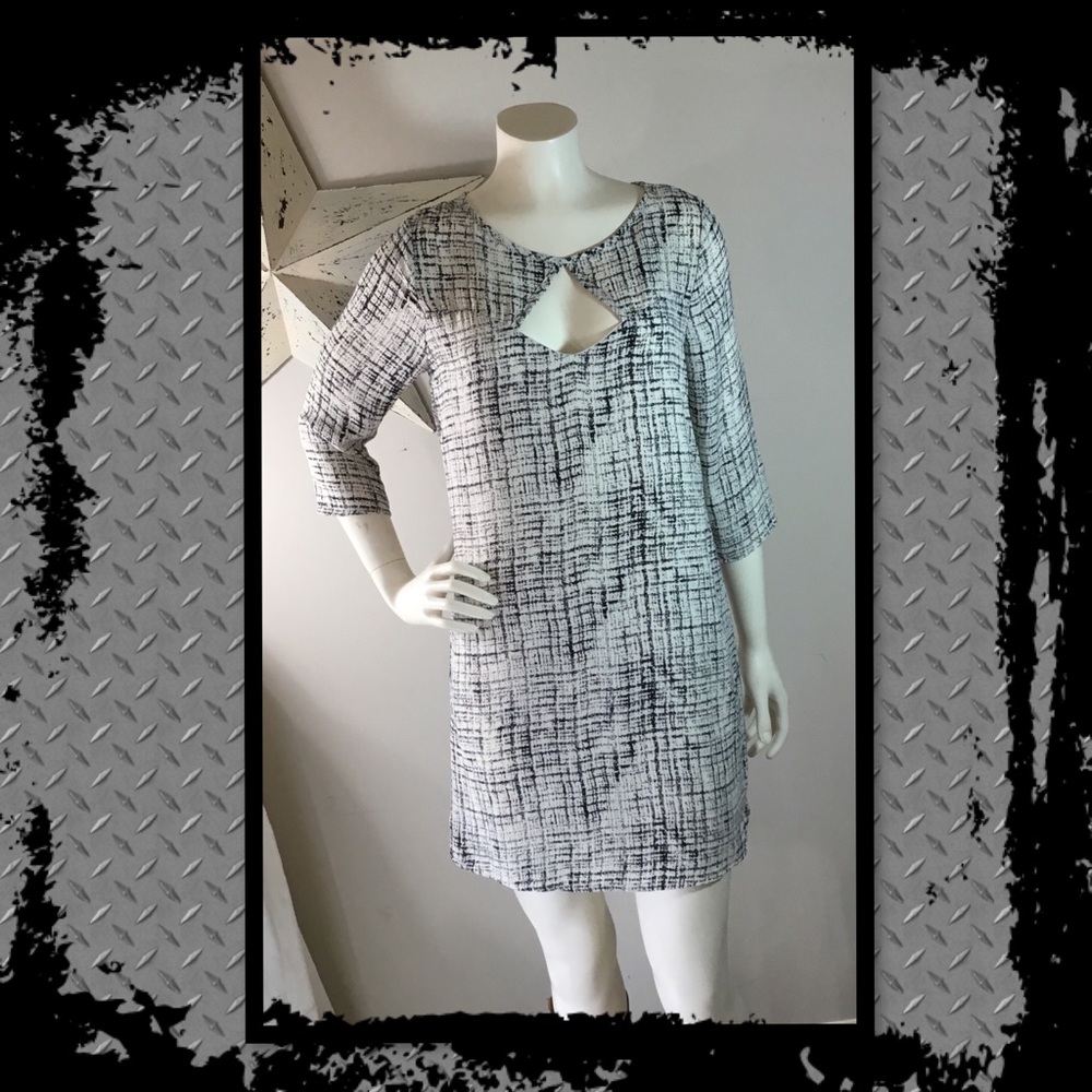 EVERLY/ANTHROPOLOGY WOMENS BLACK AND WHITE DRESS S